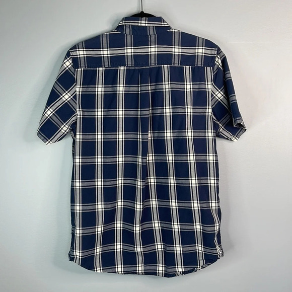 VANS Mens Stafford Plaid Button Down Shirt Classic Fit Navy Logo Skater Size S - Picture 7 of 12